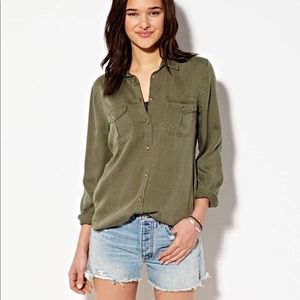 American Eagle safari army green button down